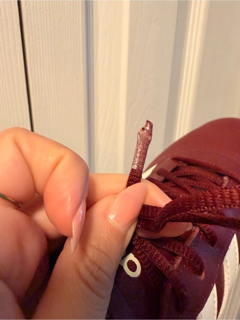 Adidas Burgundy & White Low-Top Leather Sneakers - Picture 5 of 5